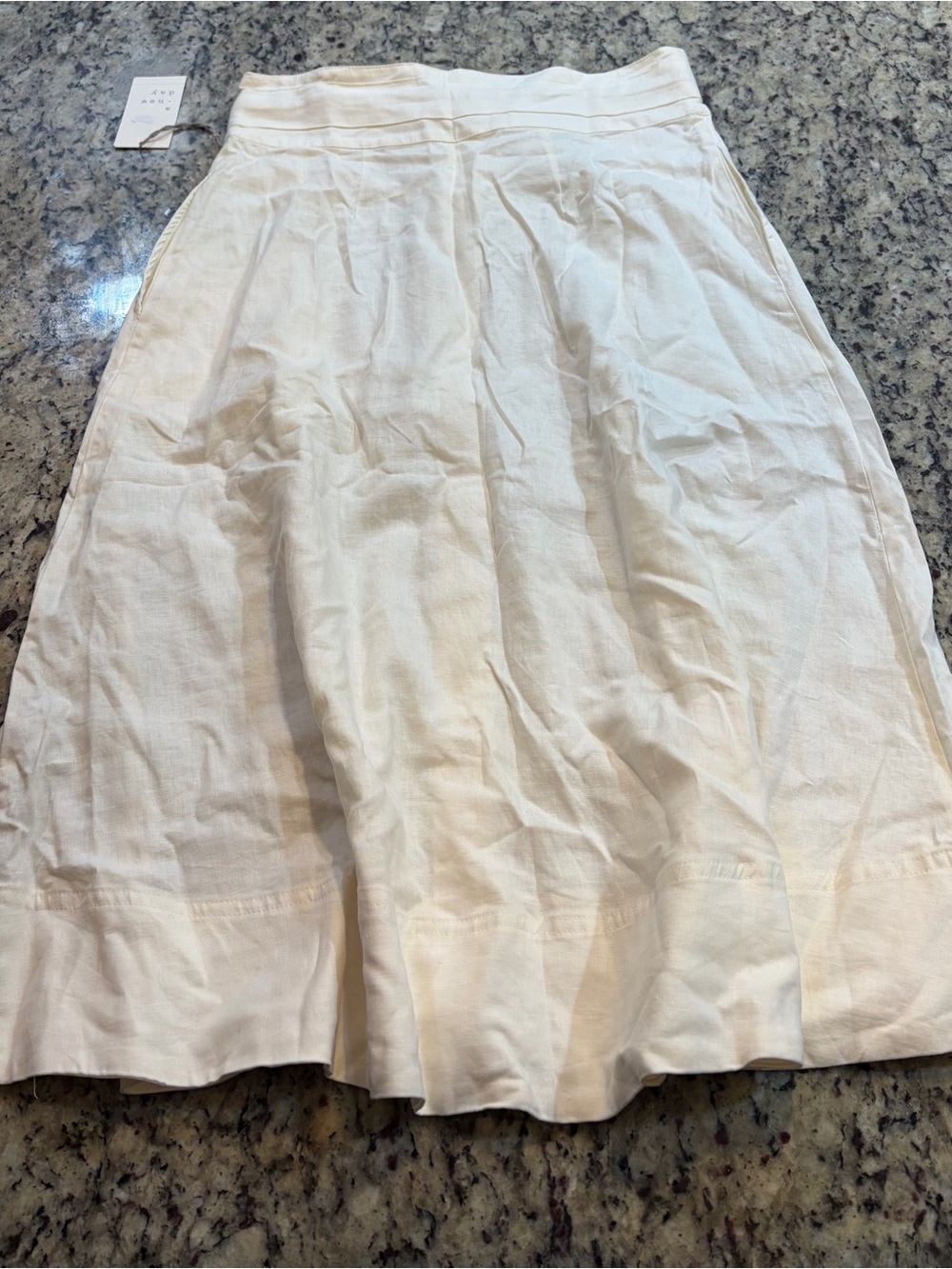 a new day Cream Button-Front A-Line Linen Blend Skirt - Picture 2 of 5